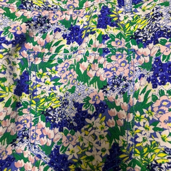 Talbots Floral Green & Blue A-Line Stretch Skirt 16 - Picture 9 of 10